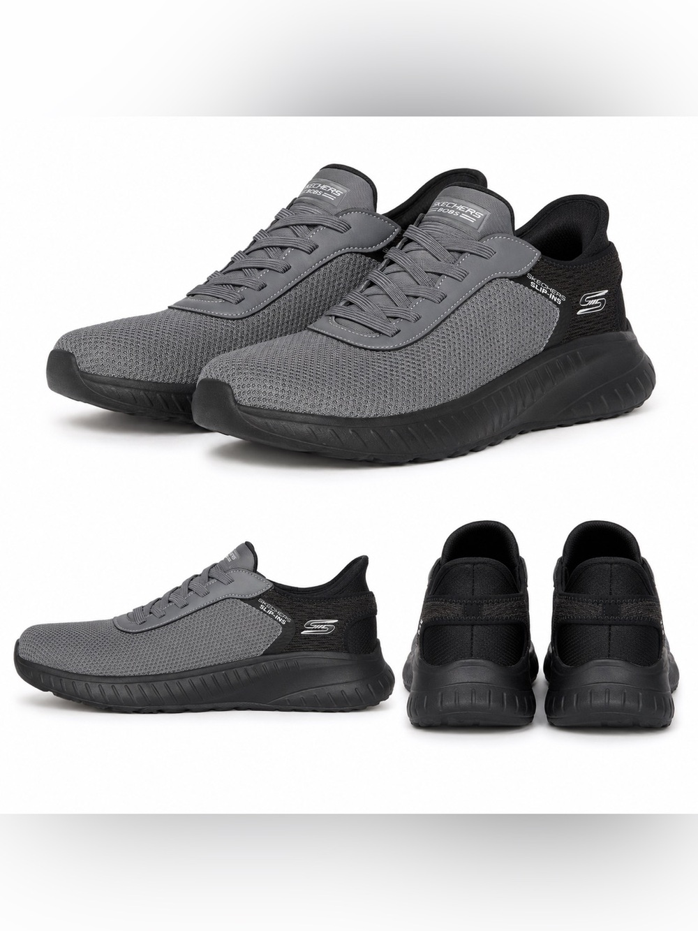 Skechers BOBS Sport Squad Chaos Slip-Ins Men’s 12 Gray Shoes 118309 DKGY